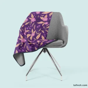 Purple Floral Pattern Fleece Blanket 2