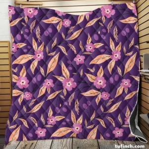 Purple Floral Pattern Quilt Blanket