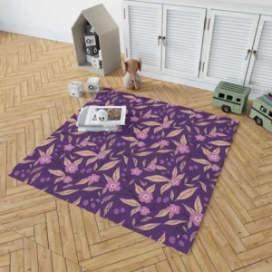 Purple Floral Pattern Rug 1