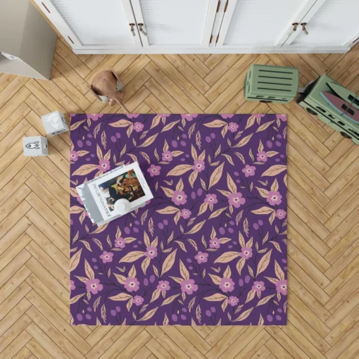 Purple Floral Pattern Rug