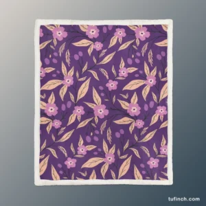 Purple Floral Pattern Sherpa Fleece Blanket 1