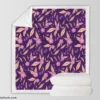 Purple Floral Pattern Sherpa Fleece Blanket