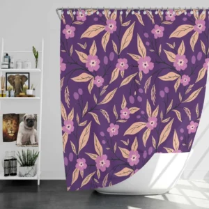 Purple Floral Pattern Shower Curtain