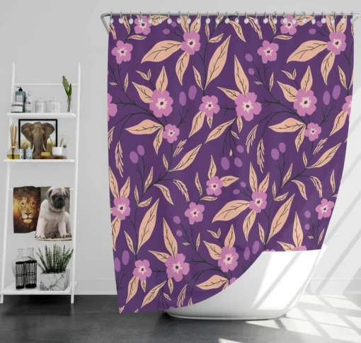 Purple Floral Pattern Shower Curtain