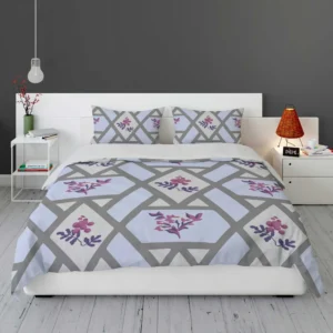 Purple Flourish On Grey Design Bedding Set 1