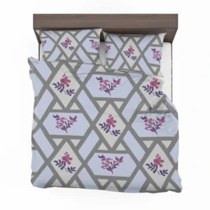 Purple Flourish On Grey Design Bedding Set 2