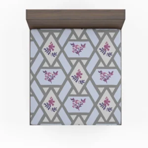 Purple Flourish On Grey Design Fitted Sheet