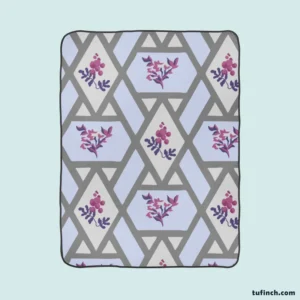 Purple Flourish On Grey Design Fleece Blanket 1