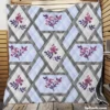 Purple Flourish On Grey Design Quilt Blanket