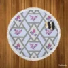 Purple Flourish On Grey Design Round Beach Towel