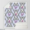 Purple Flourish On Grey Design Sherpa Fleece Blanket