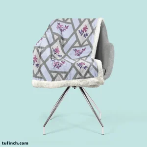 Purple Flourish On Grey Design Sherpa Fleece Blanket 2