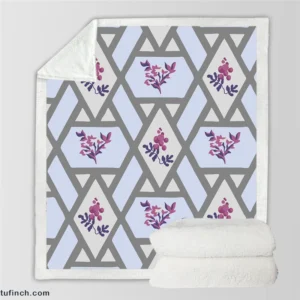 Purple Flourish On Grey Design Sherpa Fleece Blanket