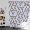 Purple Flourish On Grey Design Shower Curtain