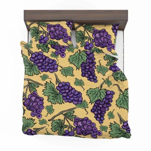 Purple Grapes Bunches And Leaves Bedding Set 2