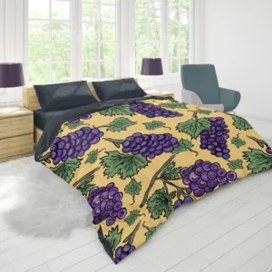 Purple Grapes Bunches And Leaves Duvet Cover 1