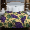 Purple Grapes Bunches And Leaves Duvet Cover