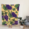 Purple Grapes Bunches And Leaves Fleece Blanket