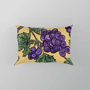 Purple Grapes Bunches And Leaves Pillow Case