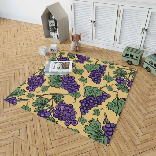 Purple Grapes Bunches And Leaves Rug 1