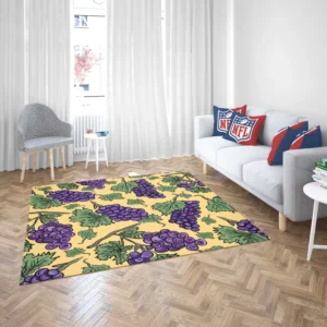 Purple Grapes Bunches And Leaves Rug 2