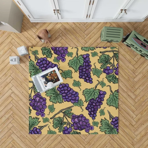 Purple Grapes Bunches And Leaves Rug