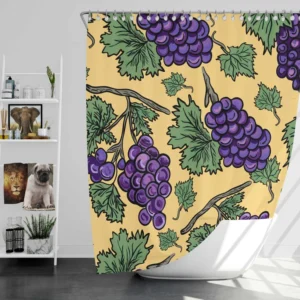 Purple Grapes Bunches And Leaves Shower Curtain