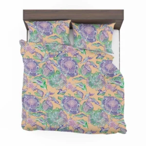 Purple Hand Drawn Floral Design Bedding Set 2