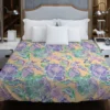 Purple Hand Drawn Floral Design Duvet Cover