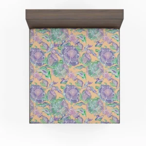 Purple Hand Drawn Floral Design Fitted Sheet