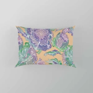 Purple Hand Drawn Floral Design Pillow Case