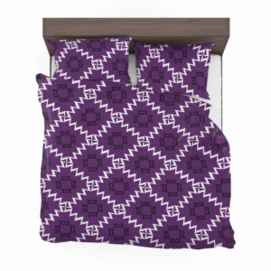 Purple Ikat In White Ikat Design Bedding Set 2