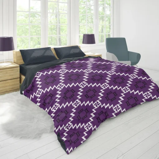 Purple Ikat In White Ikat Design Duvet Cover 1