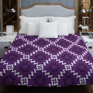 Purple Ikat In White Ikat Design Duvet Cover