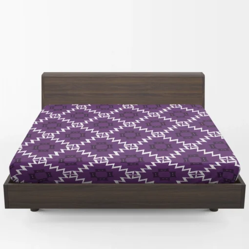 Purple Ikat In White Ikat Design Fitted Sheet 1