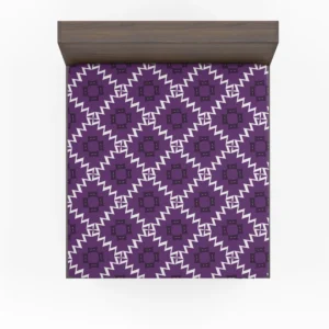 Purple Ikat In White Ikat Design Fitted Sheet