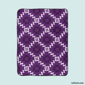 Purple Ikat In White Ikat Design Fleece Blanket 1