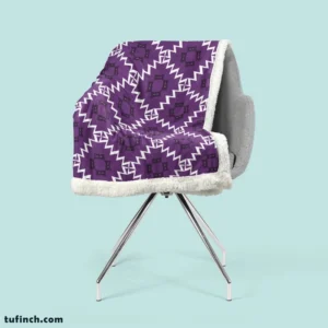 Purple Ikat In White Ikat Design Sherpa Fleece Blanket 2