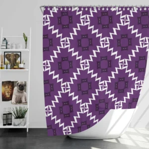 Purple Ikat In White Ikat Design Shower Curtain