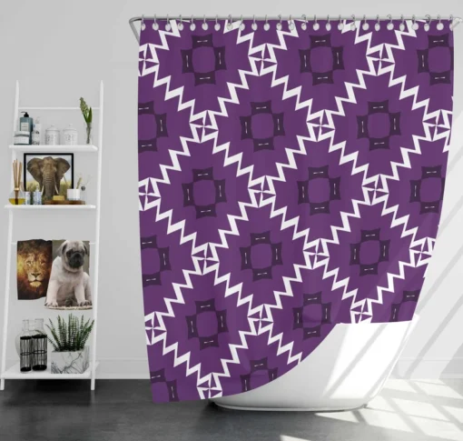 Purple Ikat In White Ikat Design Shower Curtain