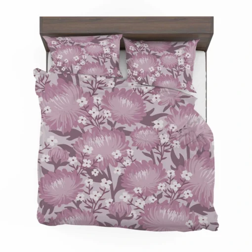 Purple Labyrinth Dahlia Flower Toile Bedding Set 2