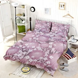 Purple Labyrinth Dahlia Flower Toile Bedding Set