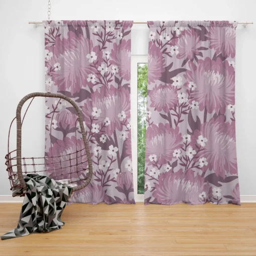 Purple Labyrinth Dahlia Flower Toile Curtain