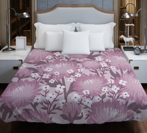 Purple Labyrinth Dahlia Flower Toile Duvet Cover