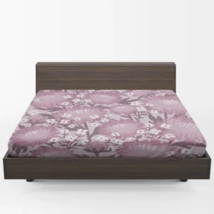 Purple Labyrinth Dahlia Flower Toile Fitted Sheet 1