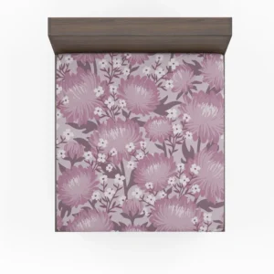 Purple Labyrinth Dahlia Flower Toile Fitted Sheet