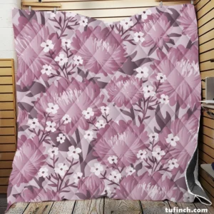 Purple Labyrinth Dahlia Flower Toile Quilt Blanket