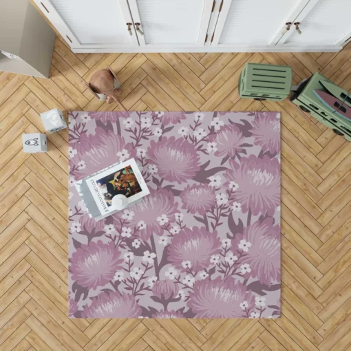 Purple Labyrinth Dahlia Flower Toile Rug