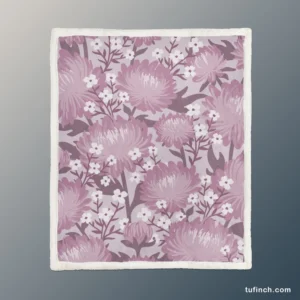 Purple Labyrinth Dahlia Flower Toile Sherpa Fleece Blanket 1