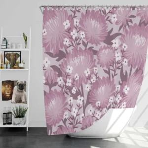 Purple Labyrinth Dahlia Flower Toile Shower Curtain